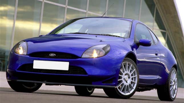 A photo of a blue Ford Racing Puma coupe. 